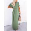 image:imageDokotoo Summer Dresses for Women 2026 Casual Maxi Dress V Neck Cap Sleeve Long Sundress with Pockets Beach VacationGrass Green