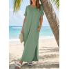 image:imageDokotoo Summer Dresses for Women 2026 Casual Maxi Dress V Neck Cap Sleeve Long Sundress with Pockets Beach VacationGrass Green