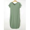 image:imageDokotoo Summer Dresses for Women 2026 Casual Maxi Dress V Neck Cap Sleeve Long Sundress with Pockets Beach VacationGrass Green