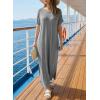 image:imageDokotoo Summer Dresses for Women 2026 Casual Maxi Dress V Neck Cap Sleeve Long Sundress with Pockets Beach VacationGray