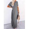 image:imageDokotoo Summer Dresses for Women 2026 Casual Maxi Dress V Neck Cap Sleeve Long Sundress with Pockets Beach VacationGray