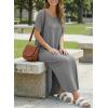 image:imageDokotoo Summer Dresses for Women 2026 Casual Maxi Dress V Neck Cap Sleeve Long Sundress with Pockets Beach VacationGray