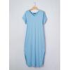 image:imageDokotoo Summer Dresses for Women 2026 Casual Maxi Dress V Neck Cap Sleeve Long Sundress with Pockets Beach VacationMist Blue