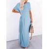 image:imageDokotoo Summer Dresses for Women 2026 Casual Maxi Dress V Neck Cap Sleeve Long Sundress with Pockets Beach VacationMist Blue