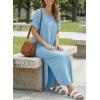 image:imageDokotoo Summer Dresses for Women 2026 Casual Maxi Dress V Neck Cap Sleeve Long Sundress with Pockets Beach VacationMist Blue