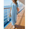 image:imageDokotoo Summer Dresses for Women 2026 Casual Maxi Dress V Neck Cap Sleeve Long Sundress with Pockets Beach VacationMist Blue