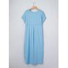 image:imageDokotoo Summer Dresses for Women 2026 Casual Maxi Dress V Neck Cap Sleeve Long Sundress with Pockets Beach VacationMist Blue