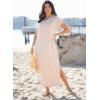 image:imageDokotoo Summer Dresses for Women 2026 Casual Maxi Dress V Neck Cap Sleeve Long Sundress with Pockets Beach VacationParchment