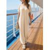 image:imageDokotoo Summer Dresses for Women 2026 Casual Maxi Dress V Neck Cap Sleeve Long Sundress with Pockets Beach VacationParchment