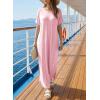 image:imageDokotoo Summer Dresses for Women 2026 Casual Maxi Dress V Neck Cap Sleeve Long Sundress with Pockets Beach VacationPink