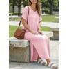 image:imageDokotoo Summer Dresses for Women 2026 Casual Maxi Dress V Neck Cap Sleeve Long Sundress with Pockets Beach VacationPink