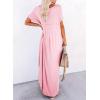 image:imageDokotoo Summer Dresses for Women 2026 Casual Maxi Dress V Neck Cap Sleeve Long Sundress with Pockets Beach VacationPink