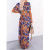 image:imageDokotoo Summer Dresses for Women 2026 Casual Maxi Dress V Neck Cap Sleeve Long Sundress with Pockets Beach VacationPrintblue