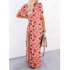 image:imageDokotoo Summer Dresses for Women 2026 Casual Maxi Dress V Neck Cap Sleeve Long Sundress with Pockets Beach VacationPrintpink