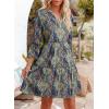 image:imageDokotoo Summer Dresses for Women 2026 Casual V Neck Babydoll Dress 34 Bell Sleeve Beach Vacation Mini DressBlue