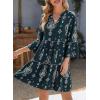 image:imageDokotoo Summer Dresses for Women 2026 Casual V Neck Babydoll Dress 34 Bell Sleeve Beach Vacation Mini DressBlue 2