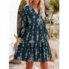 image:imageDokotoo Summer Dresses for Women 2026 Casual V Neck Babydoll Dress 34 Bell Sleeve Beach Vacation Mini DressBlue 2