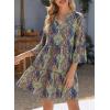 image:imageDokotoo Summer Dresses for Women 2026 Casual V Neck Babydoll Dress 34 Bell Sleeve Beach Vacation Mini DressBlue