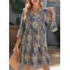 image:imageDokotoo Summer Dresses for Women 2026 Casual V Neck Babydoll Dress 34 Bell Sleeve Beach Vacation Mini DressBlue