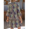 image:imageDokotoo Summer Dresses for Women 2026 Casual V Neck Babydoll Dress 34 Bell Sleeve Beach Vacation Mini DressBlue