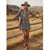 image:imageDokotoo Summer Dresses for Women 2026 Casual V Neck Babydoll Dress 34 Bell Sleeve Beach Vacation Mini DressBlue