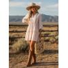 image:imageDokotoo Summer Dresses for Women 2026 Casual V Neck Babydoll Dress 34 Bell Sleeve Beach Vacation Mini DressPink