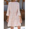 image:imageDokotoo Summer Dresses for Women 2026 Casual V Neck Babydoll Dress 34 Bell Sleeve Beach Vacation Mini DressPink