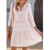 image:imageDokotoo Summer Dresses for Women 2026 Casual V Neck Babydoll Dress 34 Bell Sleeve Beach Vacation Mini DressPink