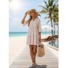image:imageDokotoo Summer Dresses for Women 2026 Casual V Neck Babydoll Dress 34 Bell Sleeve Beach Vacation Mini DressPink