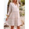 image:imageDokotoo Summer Dresses for Women 2026 Casual V Neck Babydoll Dress 34 Bell Sleeve Beach Vacation Mini DressPink