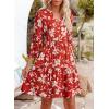 image:imageDokotoo Summer Dresses for Women 2026 Casual V Neck Babydoll Dress 34 Bell Sleeve Beach Vacation Mini DressRed