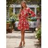 image:imageDokotoo Summer Dresses for Women 2026 Casual V Neck Babydoll Dress 34 Bell Sleeve Beach Vacation Mini DressRed