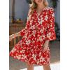 image:imageDokotoo Summer Dresses for Women 2026 Casual V Neck Babydoll Dress 34 Bell Sleeve Beach Vacation Mini DressRed