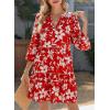 image:imageDokotoo Summer Dresses for Women 2026 Casual V Neck Babydoll Dress 34 Bell Sleeve Beach Vacation Mini DressRed