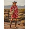 image:imageDokotoo Summer Dresses for Women 2026 Casual V Neck Babydoll Dress 34 Bell Sleeve Beach Vacation Mini DressRed