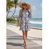 image:imageDokotoo Summer Dresses for Women 2026 Casual V Neck Babydoll Dress 34 Bell Sleeve Beach Vacation Mini DressSky Blue