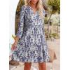 image:imageDokotoo Summer Dresses for Women 2026 Casual V Neck Babydoll Dress 34 Bell Sleeve Beach Vacation Mini DressSky Blue