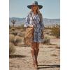 image:imageDokotoo Summer Dresses for Women 2026 Casual V Neck Babydoll Dress 34 Bell Sleeve Beach Vacation Mini DressSky Blue