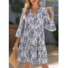 image:imageDokotoo Summer Dresses for Women 2026 Casual V Neck Babydoll Dress 34 Bell Sleeve Beach Vacation Mini DressSky Blue