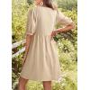 image:imageDokotoo Summer Dresses for Women 2026 Casual V Neck Bow Tie Short Sleeve Empire Waist ALine Mini DressApricot