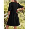 image:imageDokotoo Summer Dresses for Women 2026 Casual V Neck Bow Tie Short Sleeve Empire Waist ALine Mini DressBlack