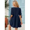 image:imageDokotoo Summer Dresses for Women 2026 Casual V Neck Bow Tie Short Sleeve Empire Waist ALine Mini DressDirty Blue