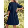 image:imageDokotoo Summer Dresses for Women 2026 Casual V Neck Bow Tie Short Sleeve Empire Waist ALine Mini DressDirty Blue