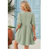 image:imageDokotoo Summer Dresses for Women 2026 Casual V Neck Bow Tie Short Sleeve Empire Waist ALine Mini DressSmoke Green