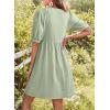 image:imageDokotoo Summer Dresses for Women 2026 Casual V Neck Bow Tie Short Sleeve Empire Waist ALine Mini DressSmoke Green
