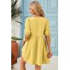 image:imageDokotoo Summer Dresses for Women 2026 Casual V Neck Bow Tie Short Sleeve Empire Waist ALine Mini DressYellow Cream