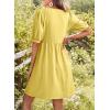 image:imageDokotoo Summer Dresses for Women 2026 Casual V Neck Bow Tie Short Sleeve Empire Waist ALine Mini DressYellow Cream