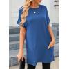 image:imageDokotoo Summer Dresses for Women 2026 Short Sleeve T Shirt Dress Loose Mini Dresses with PocketsA Blue