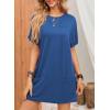 image:imageDokotoo Summer Dresses for Women 2026 Short Sleeve T Shirt Dress Loose Mini Dresses with PocketsA Blue