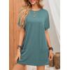 image:imageDokotoo Summer Dresses for Women 2026 Short Sleeve T Shirt Dress Loose Mini Dresses with PocketsA Green